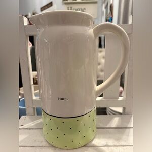 Rae Dunn White and Green Decorative Pitcher